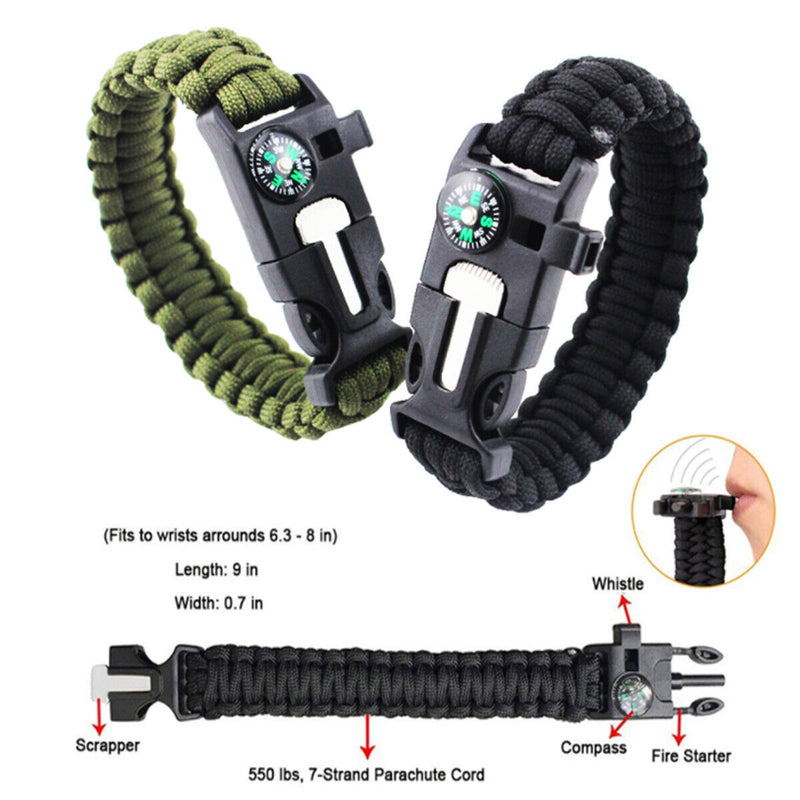 Notfall Paracord Armbänder, Überleben Armband Mit Embedded Kompass Whistle Überleben Feuer Starter Schaber Zubehör, Anzug Für Wandern, camping, Angeln Und Jagd