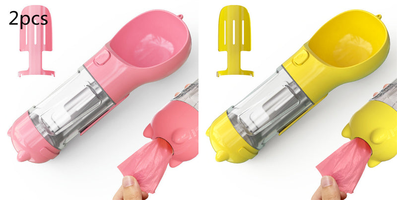Pet Wasser Flasche Feeder Bowl Müll Tasche Lagerung Tragbare Pet Outdoor Reise 3 In 1 Hund Wasser Flasche