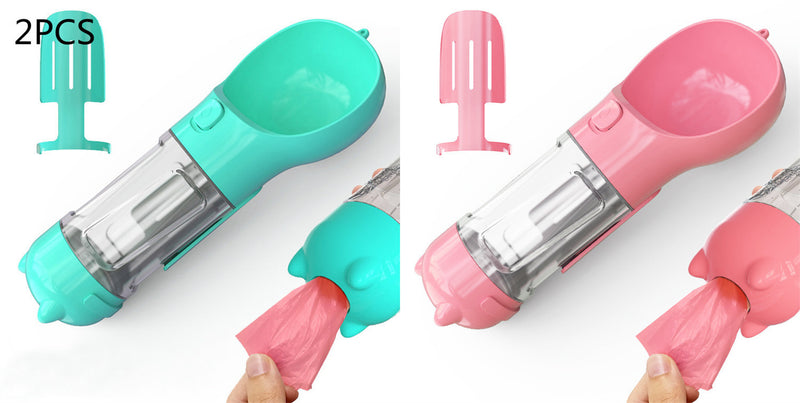 Pet Wasser Flasche Feeder Bowl Müll Tasche Lagerung Tragbare Pet Outdoor Reise 3 In 1 Hund Wasser Flasche
