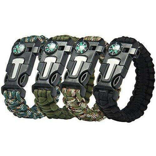 Notfall Paracord Armbänder, Überleben Armband Mit Embedded Kompass Whistle Überleben Feuer Starter Schaber Zubehör, Anzug Für Wandern, camping, Angeln Und Jagd