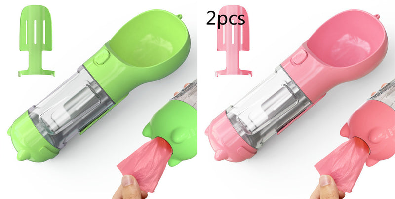 Pet Wasser Flasche Feeder Bowl Müll Tasche Lagerung Tragbare Pet Outdoor Reise 3 In 1 Hund Wasser Flasche